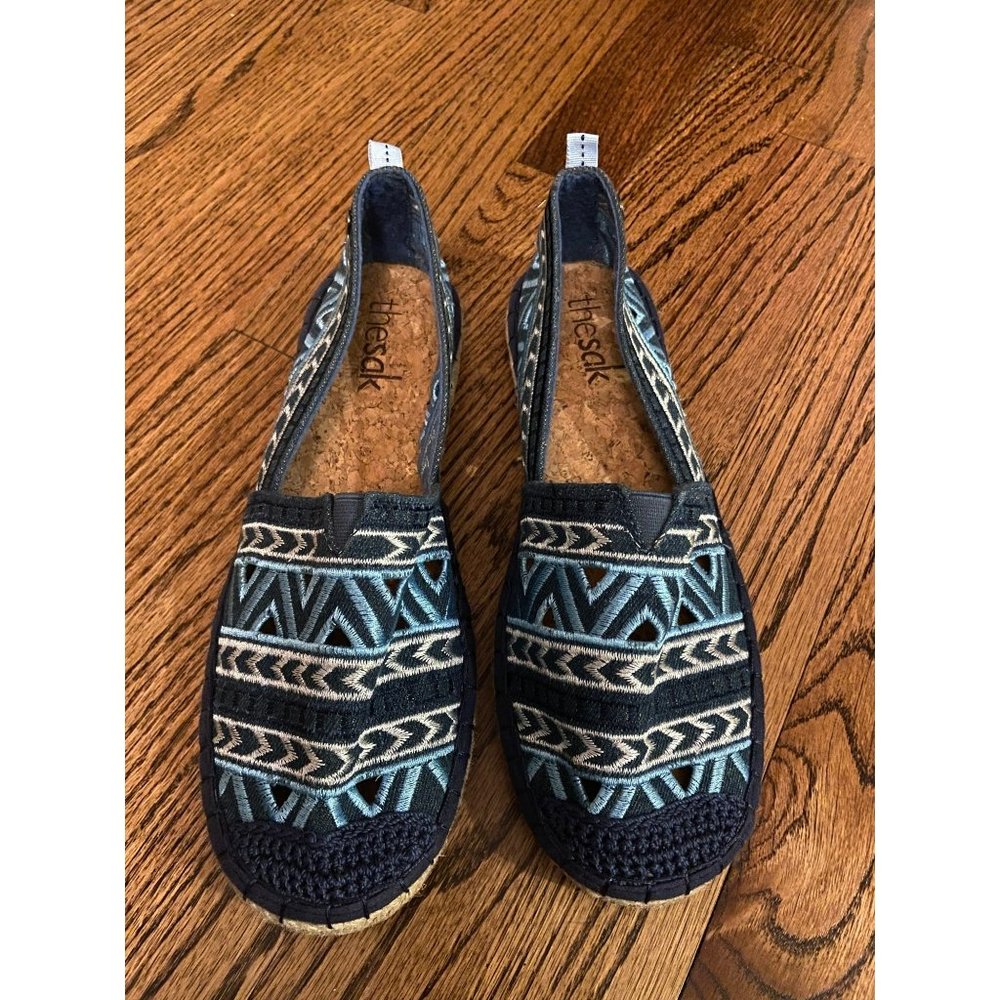 The Sak | Blue Woven Aztec Espadrille Flats Sz 9